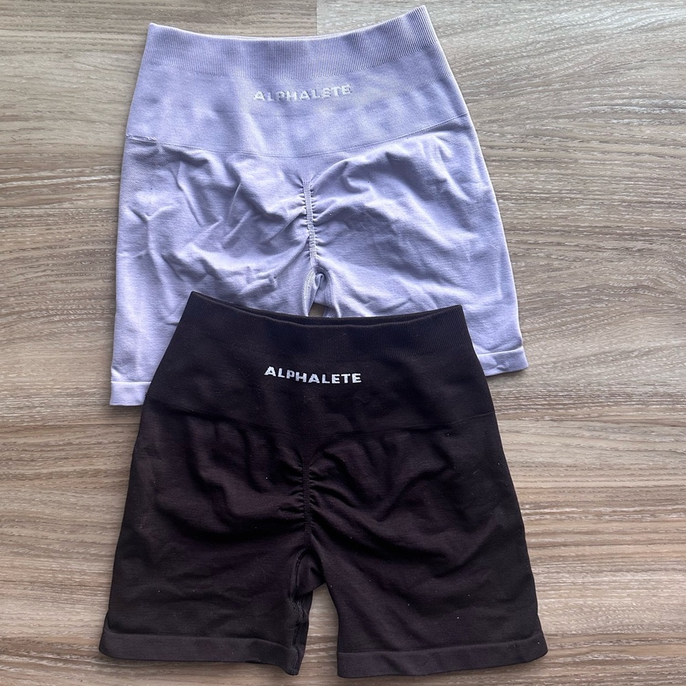 Two Alphalete amplify shorts
